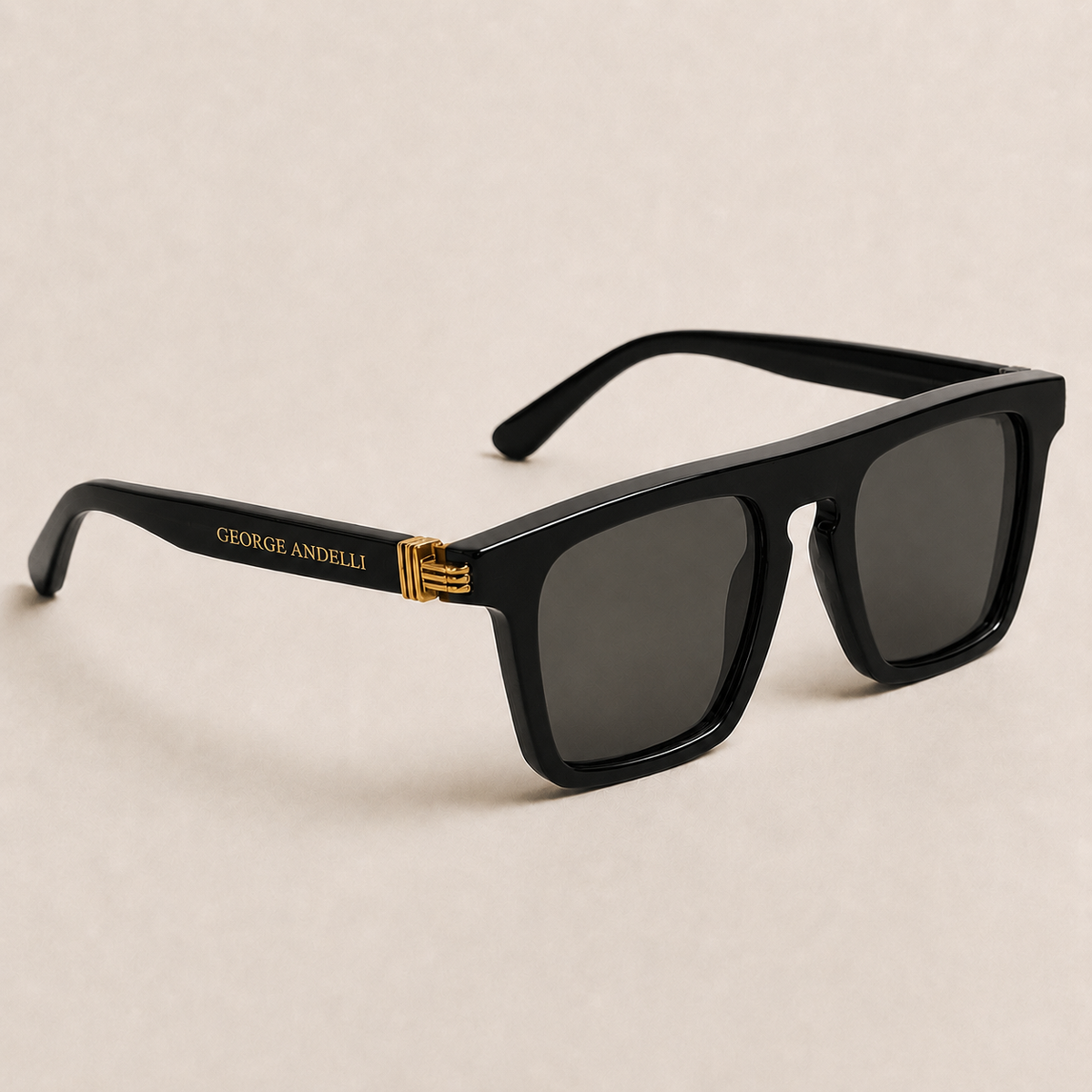 The Cadore Square Sunglasses in Black Gloss