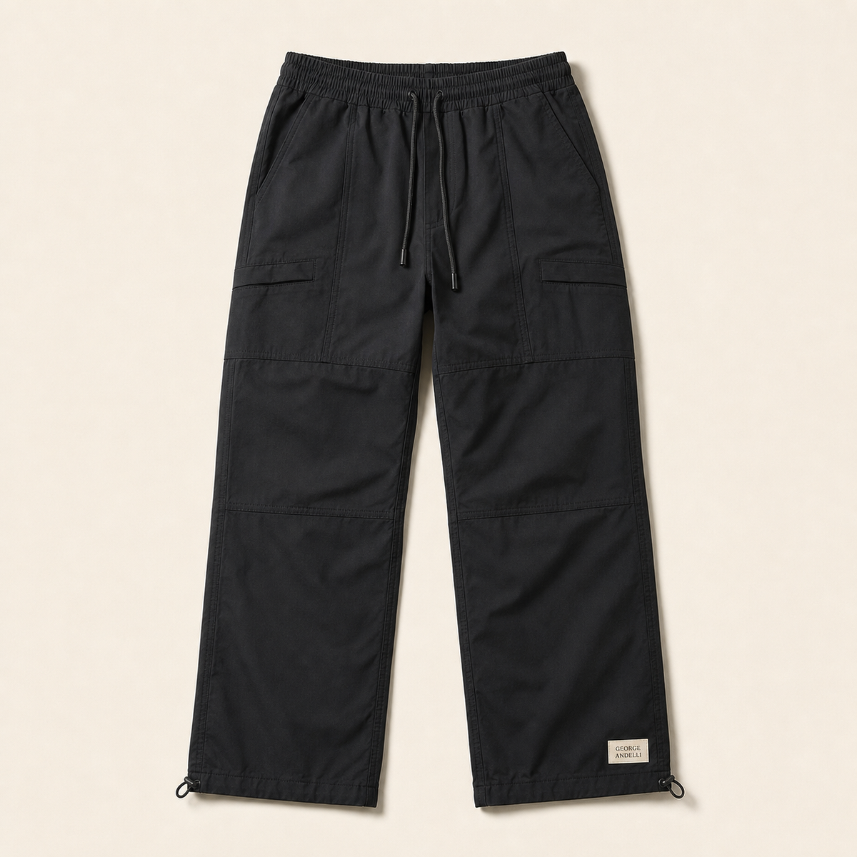 Unisex Black Autumn Winter Fleece Lined  — The Trento Utility Trousers