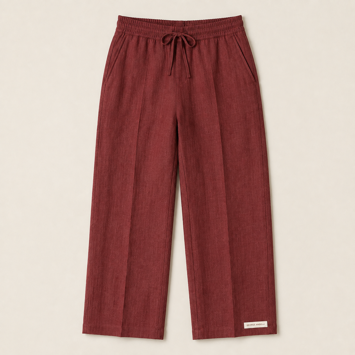 Wine - The Eligio Linen Trousers