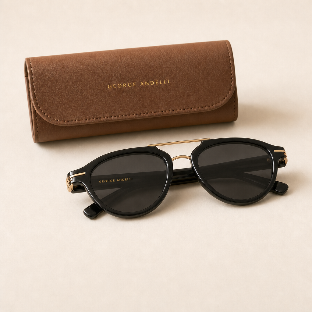 The Riviera folded with the George Andelli leather case
