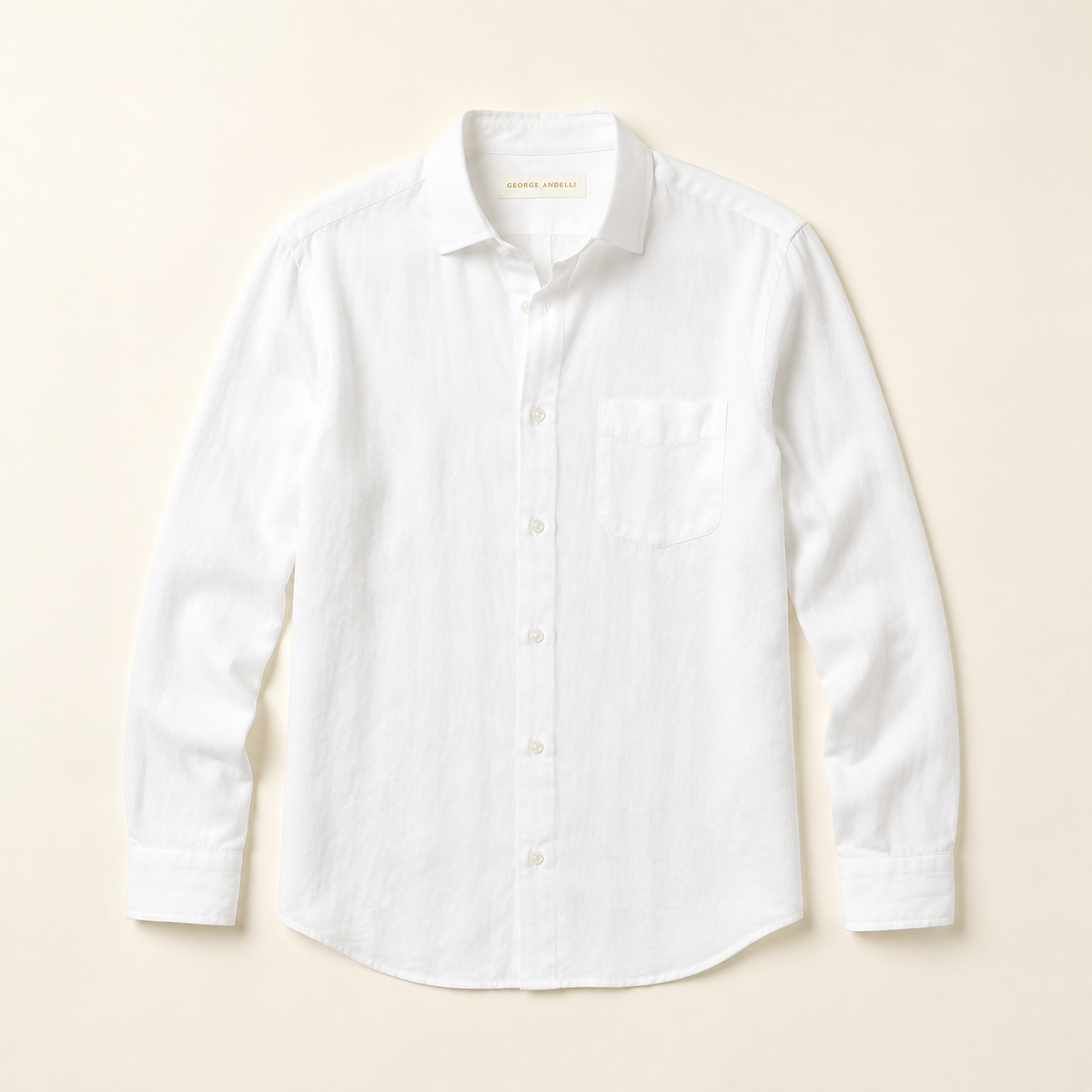 The Riviera Linen Shirt — three-quarter view