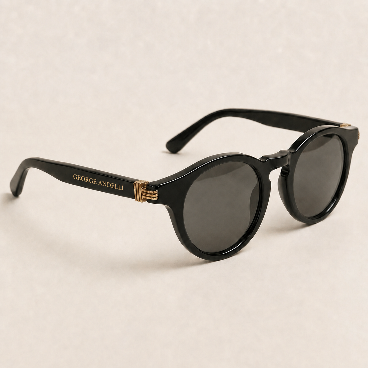 The Capri Round Sunglasses in Black Gloss